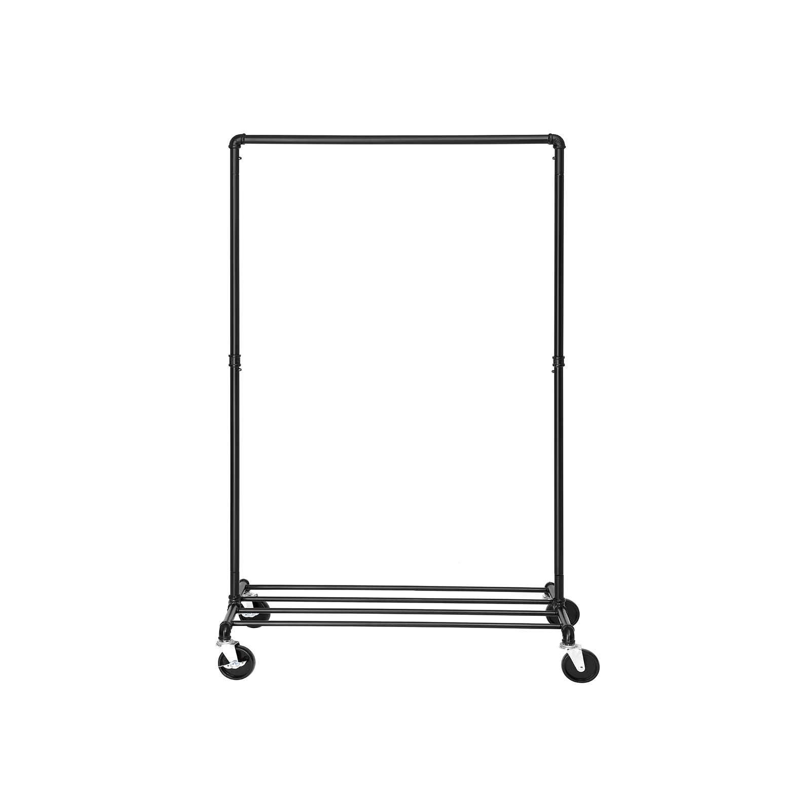 Heavy Duty Metal Clothes Rack - Holds 90 kg - Black - Mobile Design with Shelf