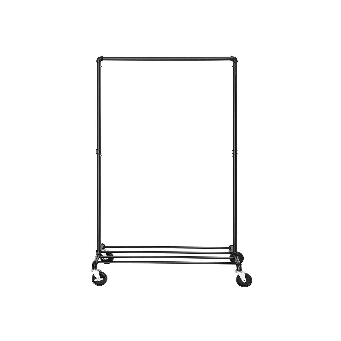 Heavy Duty Metal Clothes Rack - Holds 90 kg - Black - Mobile Design with Shelf