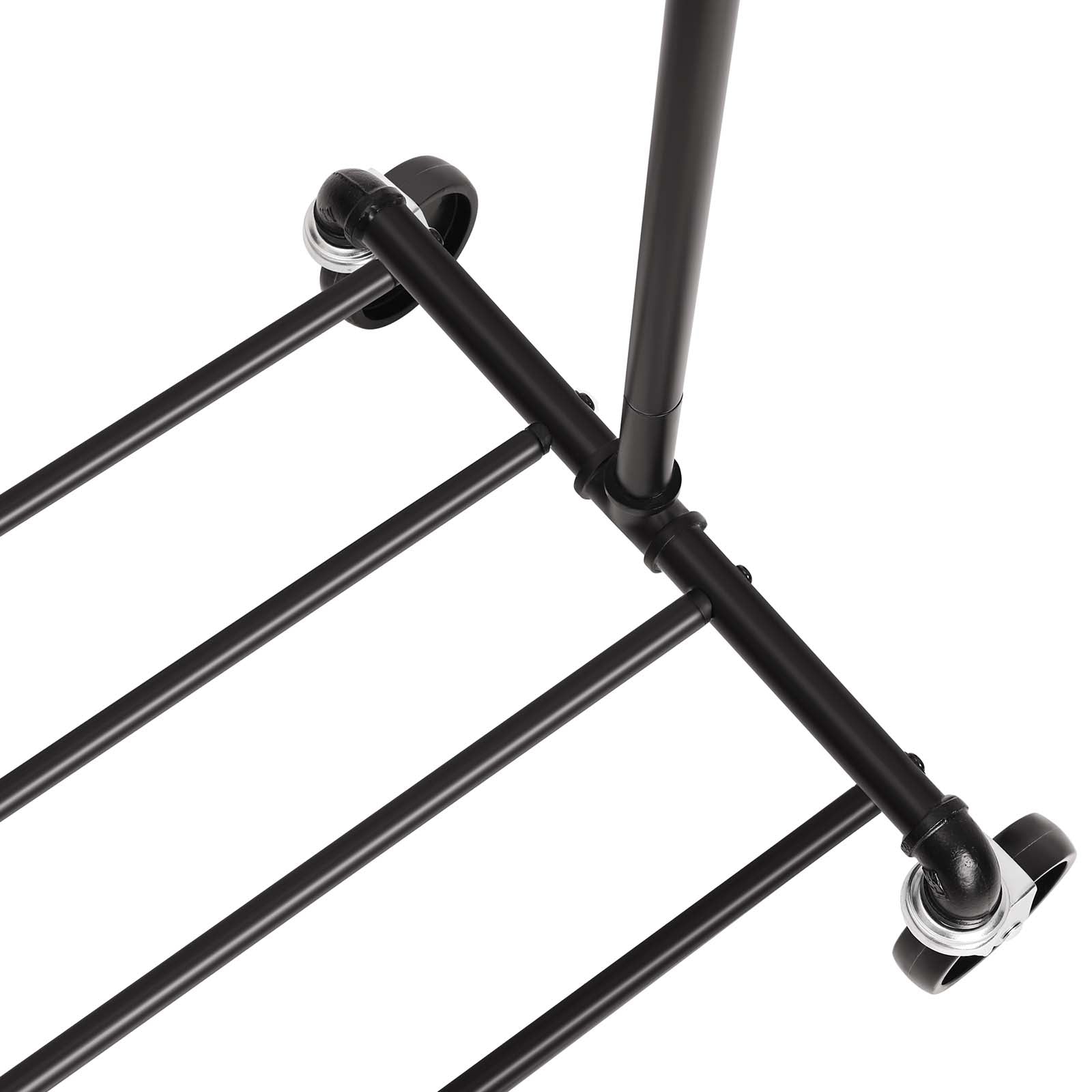 Heavy Duty Metal Clothes Rack - Holds 90 kg - Black - Mobile Design with Shelf