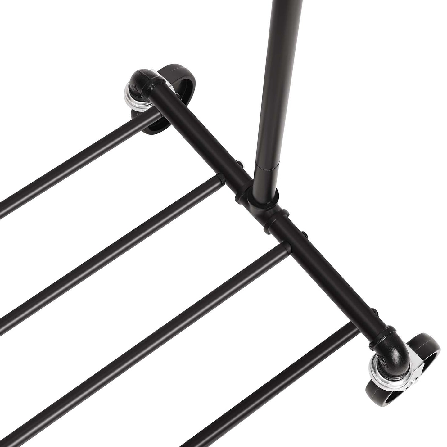 Heavy Duty Metal Clothes Rack - Holds 90 kg - Black - Mobile Design with Shelf