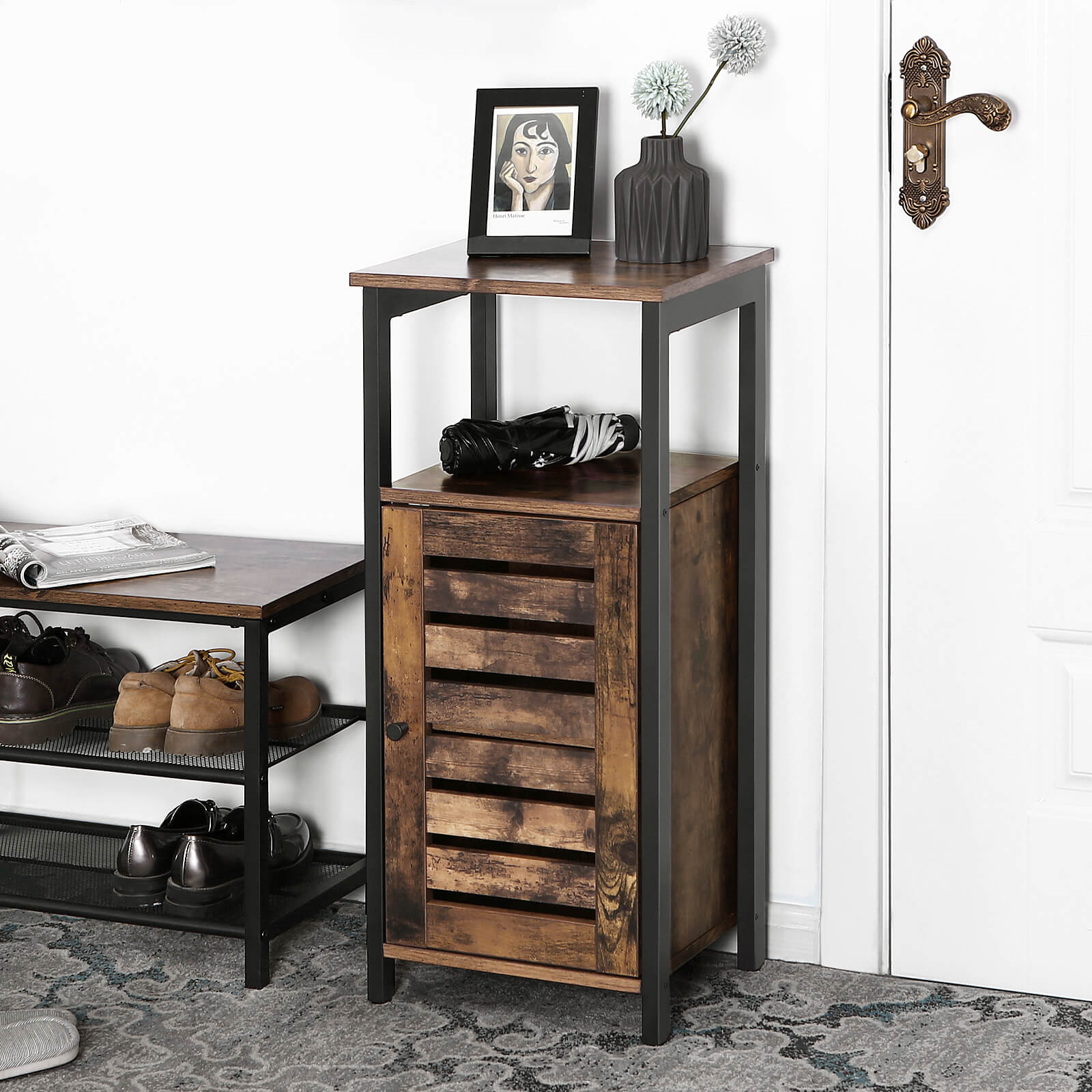 Industrial Floor Standing Cabinet - Wood - Rustic Brown