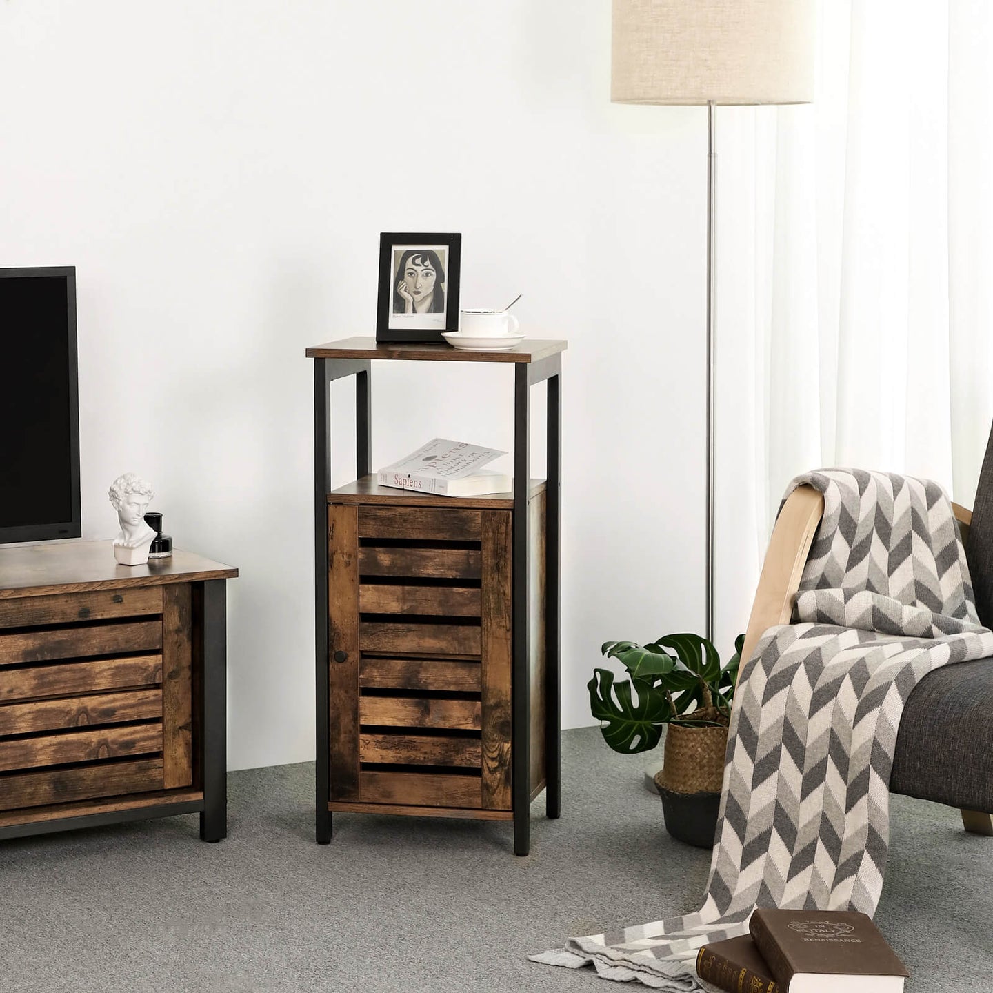 Industrial Floor Standing Cabinet - Wood - Rustic Brown