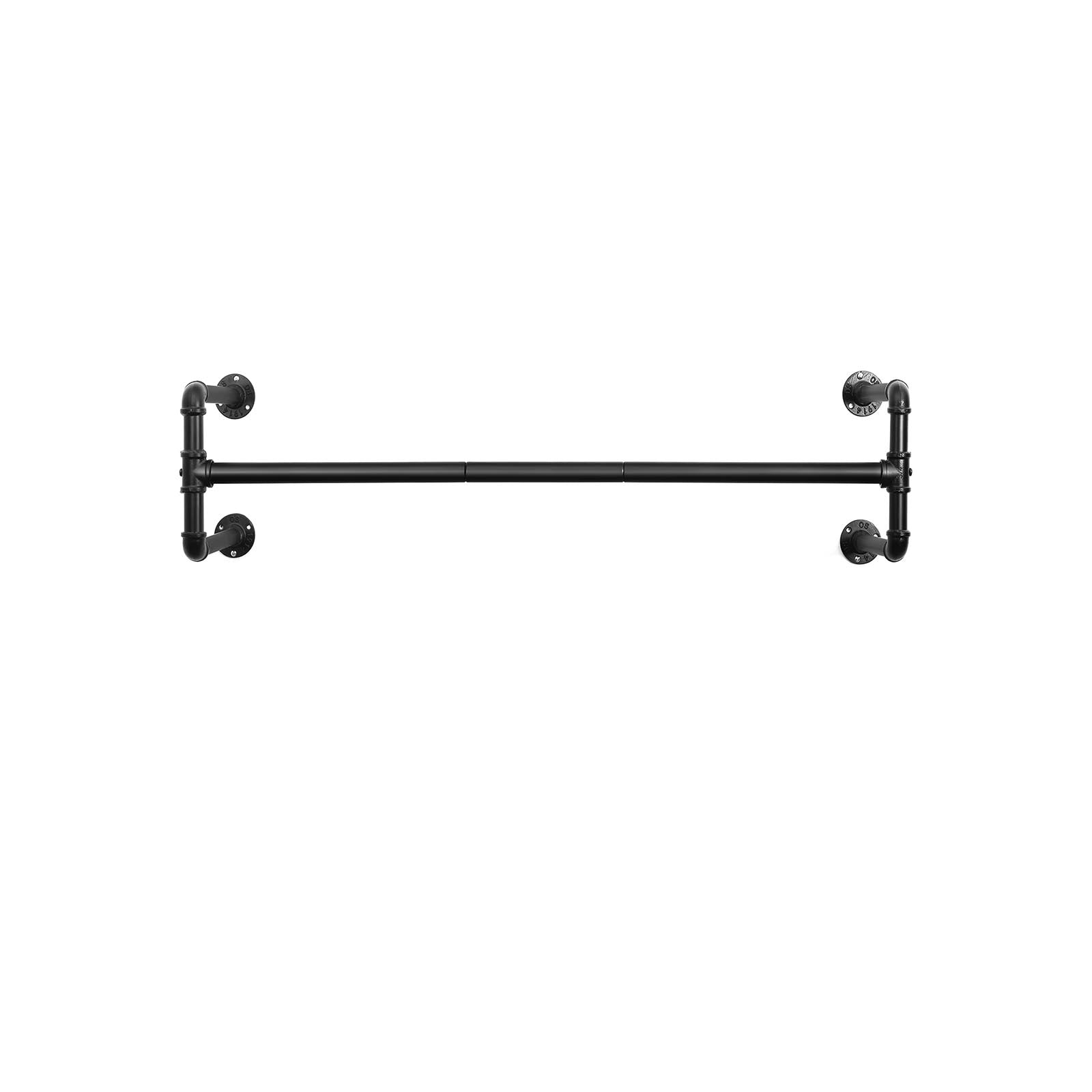 Wall-Mounted Clothes Rack - Metal - Black - Industrial Pipe Design