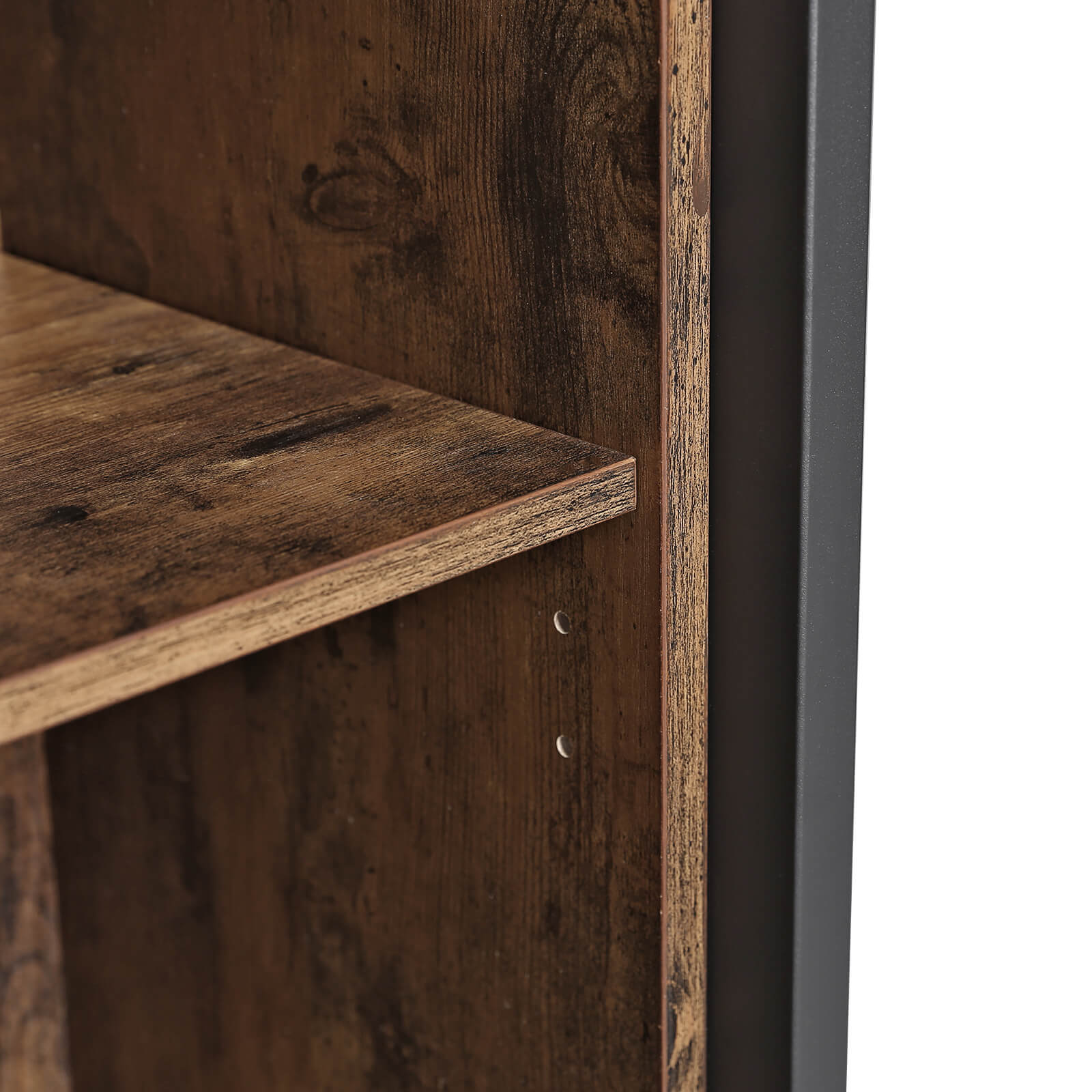 Industrial Storage Cabinet - Wood - Rustic Brown - Floor Standing with 3 Shelves and Cupboard