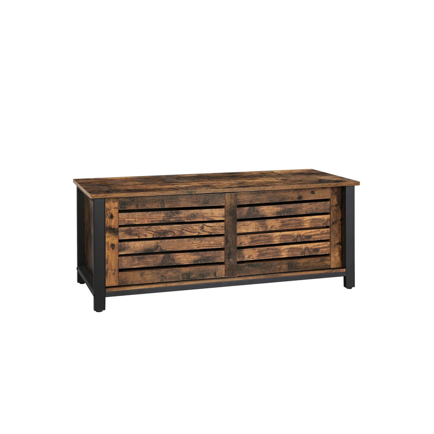 Industrial TV Media Stand - Iron - Rustic Brown - Sliding Doors and 2 Shelves