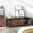 Industrial TV Media Stand - Iron - Rustic Brown - Sliding Doors and 2 Shelves