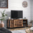 Industrial TV Media Stand - Iron - Rustic Brown - Sliding Doors and 2 Shelves