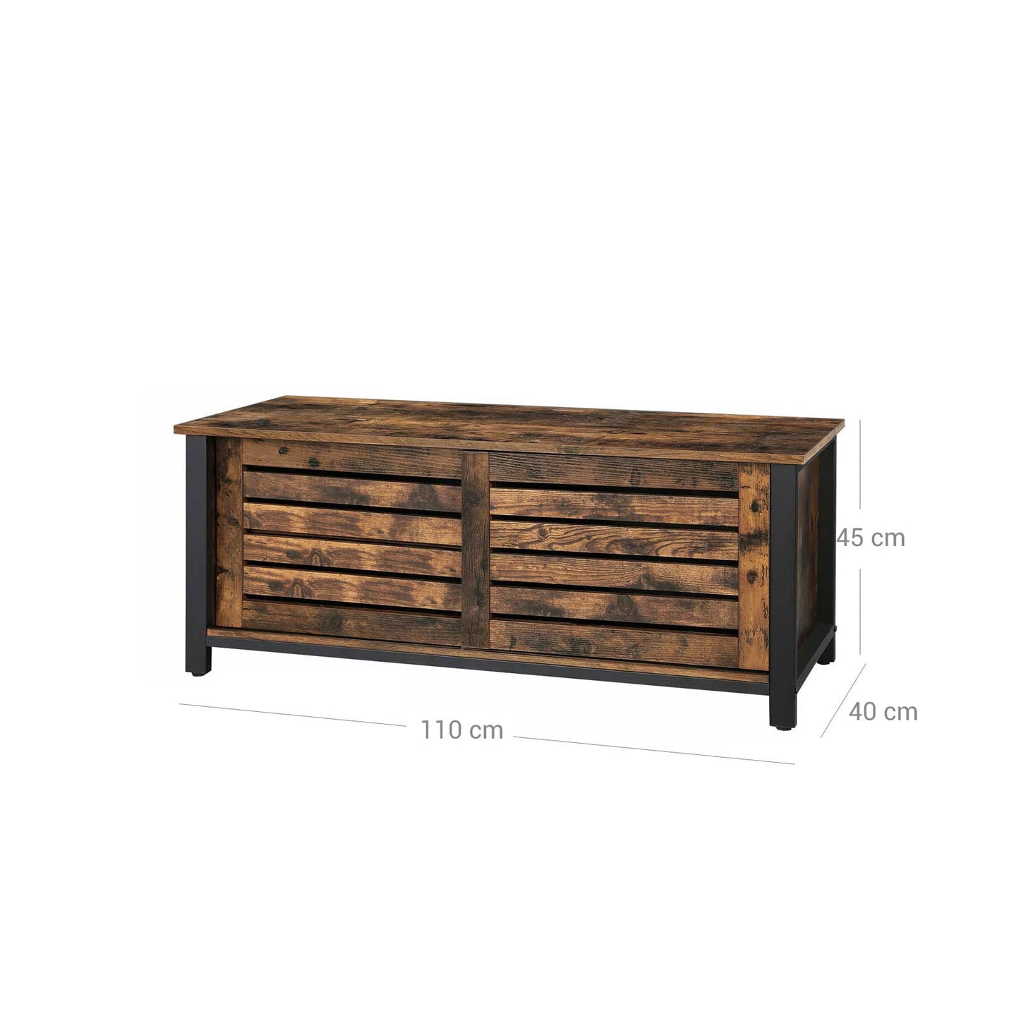 Industrial TV Media Stand - Iron - Rustic Brown - Sliding Doors and 2 Shelves