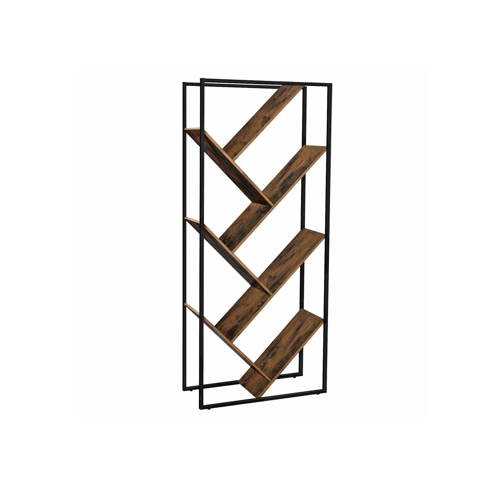 Tree-Shaped Bookcase - Steel - Rustic Brown - Floor Standing