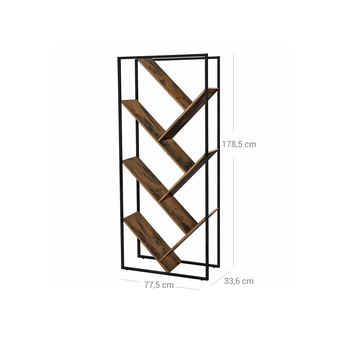 Tree-Shaped Bookcase - Steel - Rustic Brown - Floor Standing