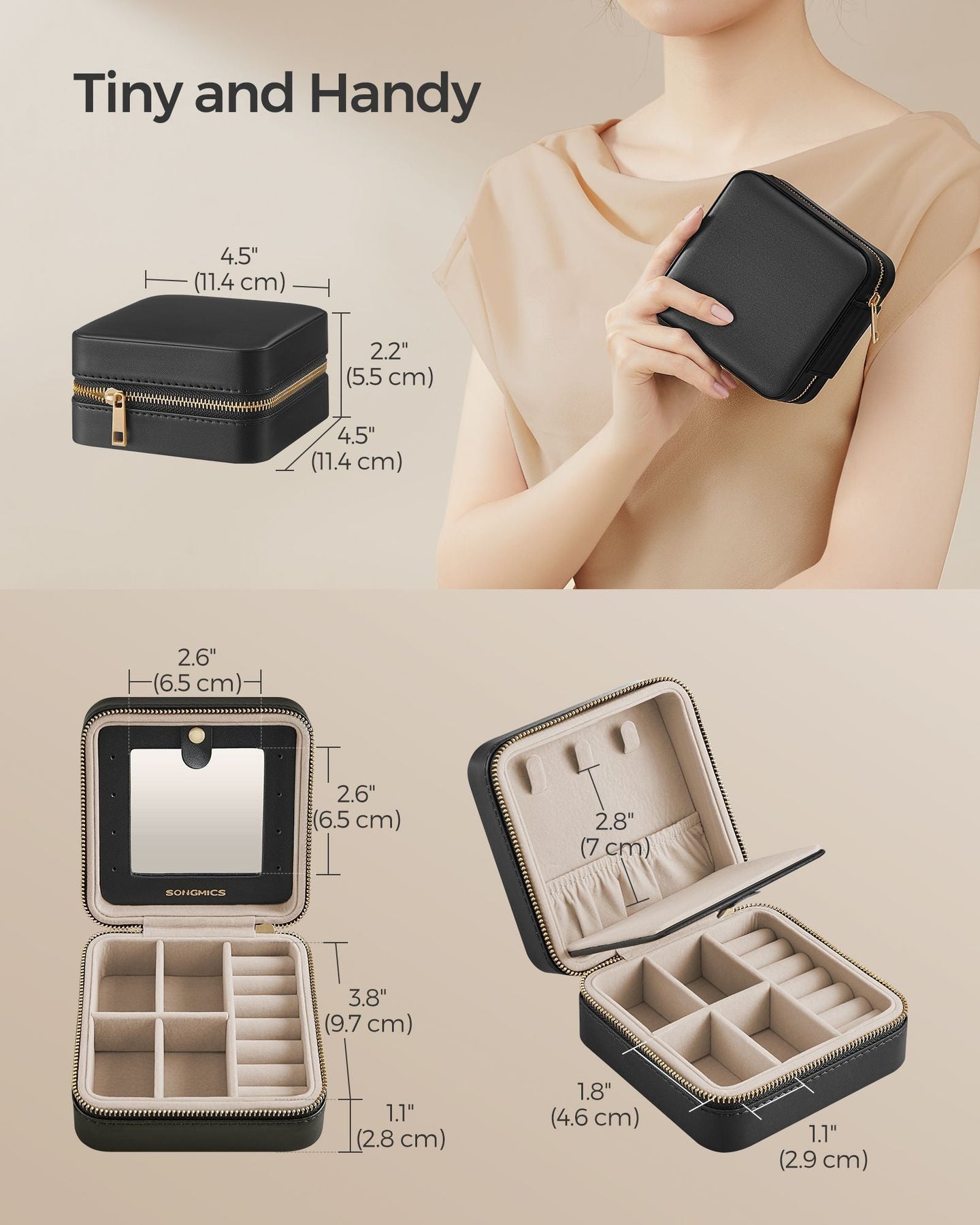 Travel Jewellery Box - PU Leather - Compact Size