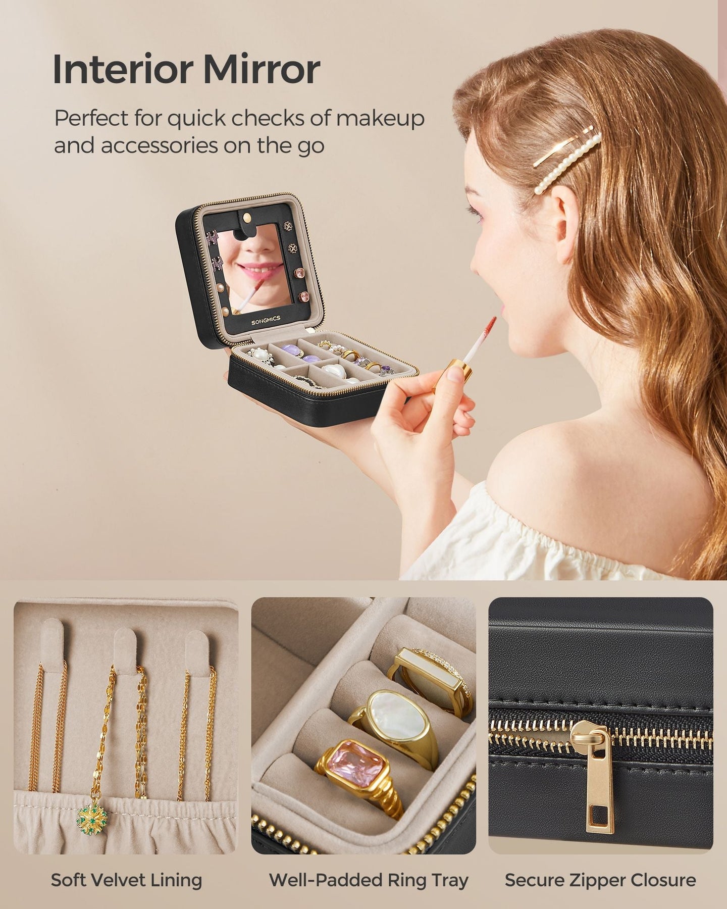 Travel Jewellery Box - PU Leather - Compact Size
