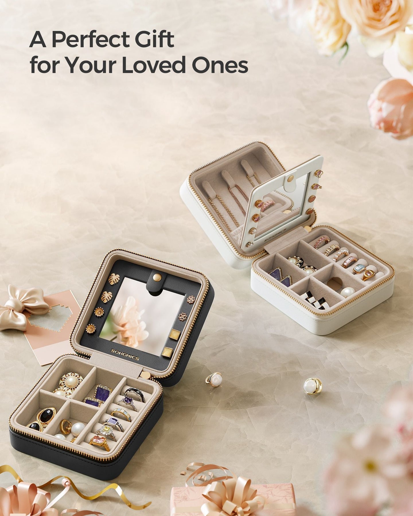 Travel Jewellery Box - PU Leather - Compact Size