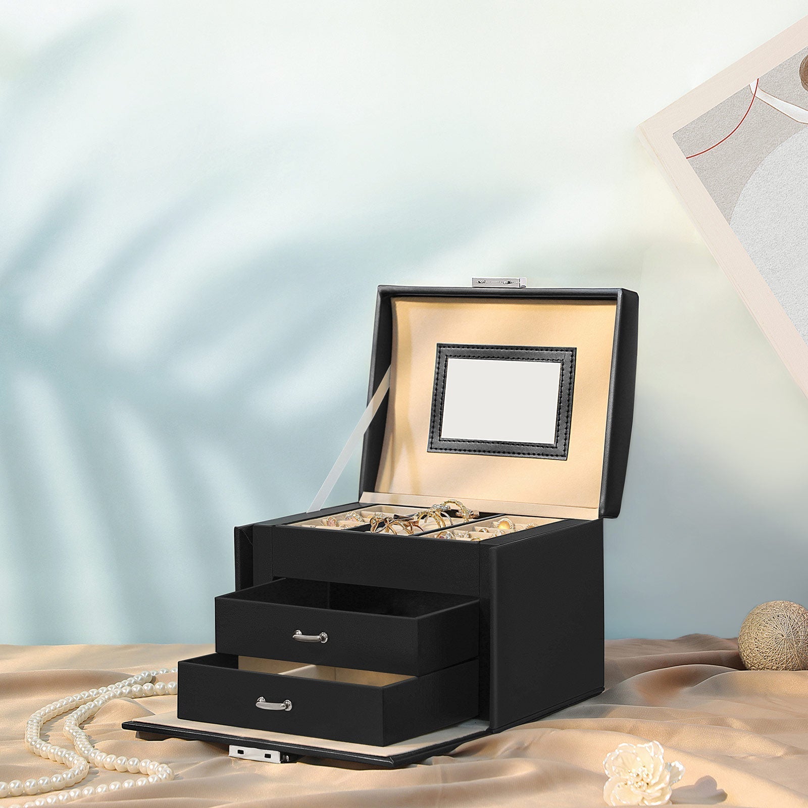 Jewelry Box - Wood - Black - Locking Design