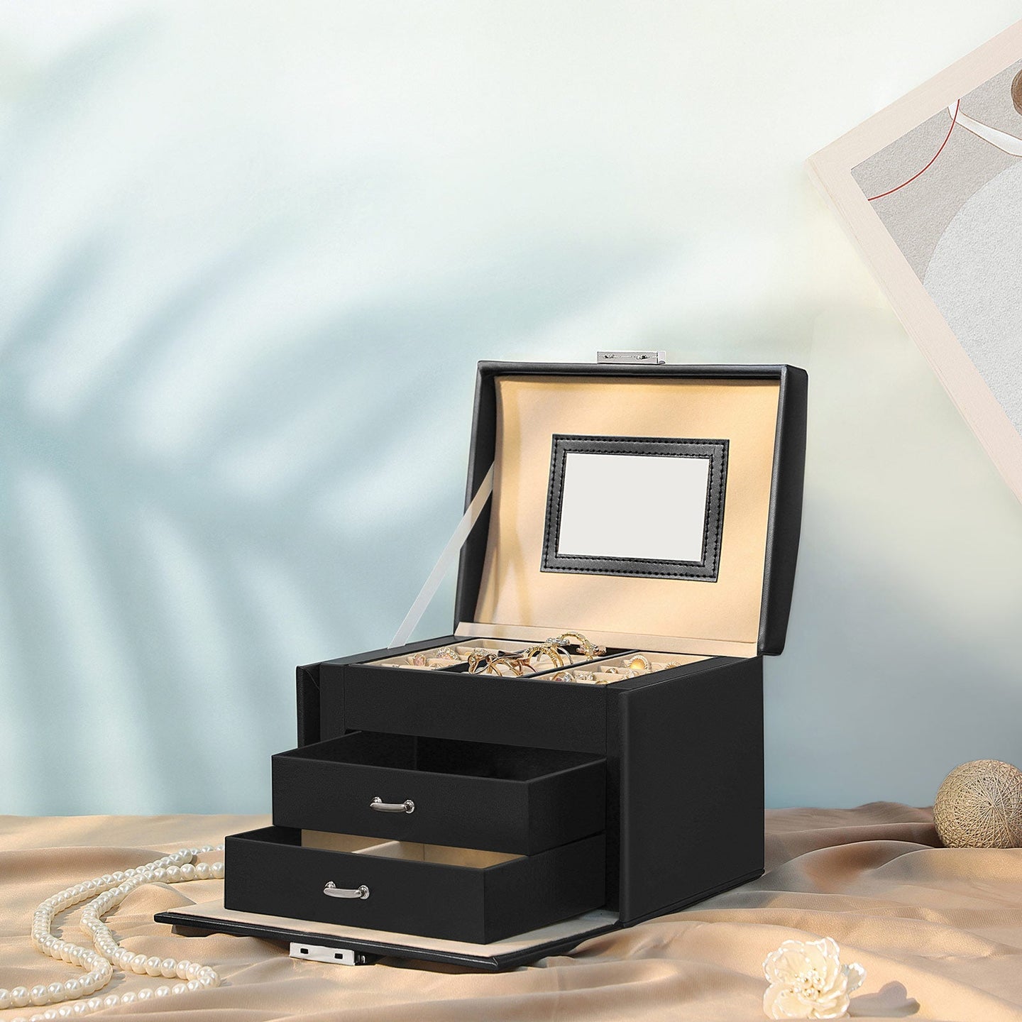Jewelry Box - Wood - Black - Locking Design