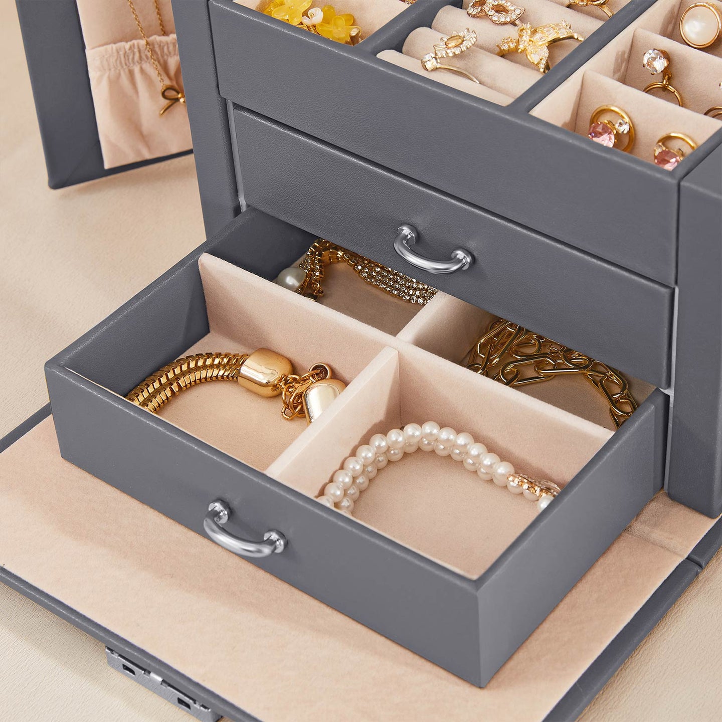 Jewellery Box - Fabric - Gold
