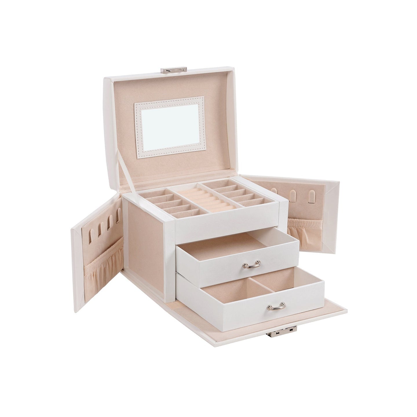 Jewelry Storage Box - Leather - White