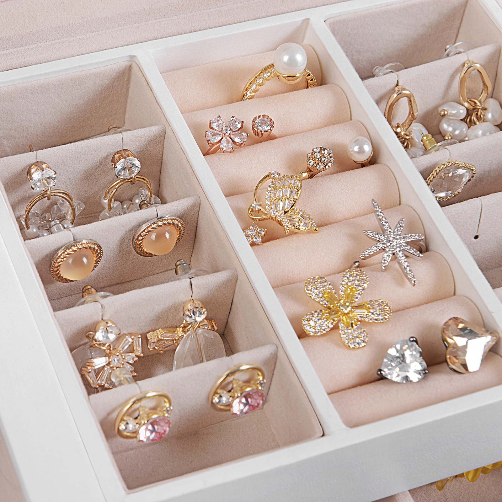 Jewelry Storage Box - Leather - White