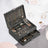 Jewellery Box - Wood - Black - 2 Levels with Drawer and Key