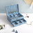 Jewellery Box - Faux Leather - Blue - 2 Levels with Drawer and Key