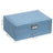 Jewellery Box - Faux Leather - Blue - 2 Levels with Drawer and Key