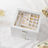 Jewellery Box - Velvet - White - 3-Tier Display Case with Clear Glass Lid and Lock