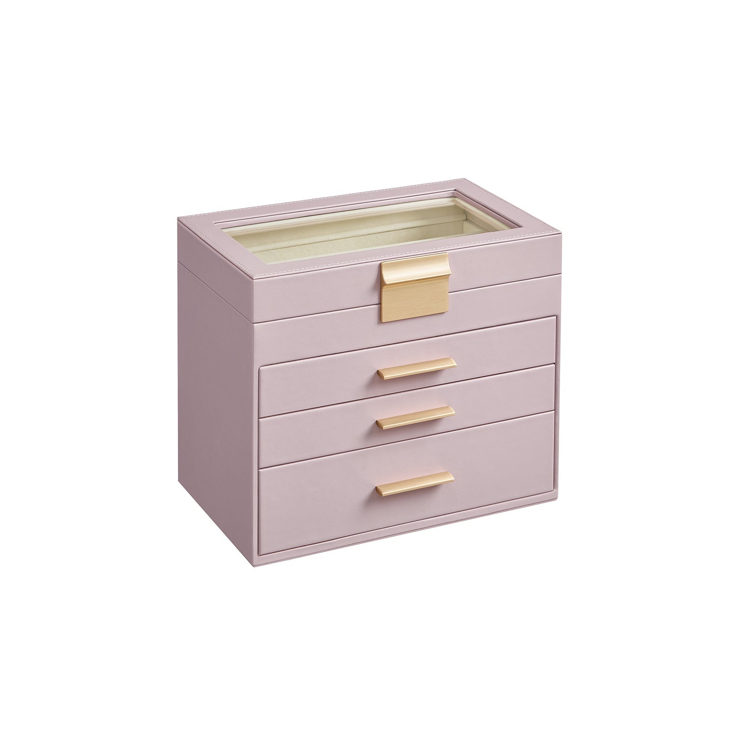 4-Tier Jewellery Box - Glass - Lavender Purple and Gold