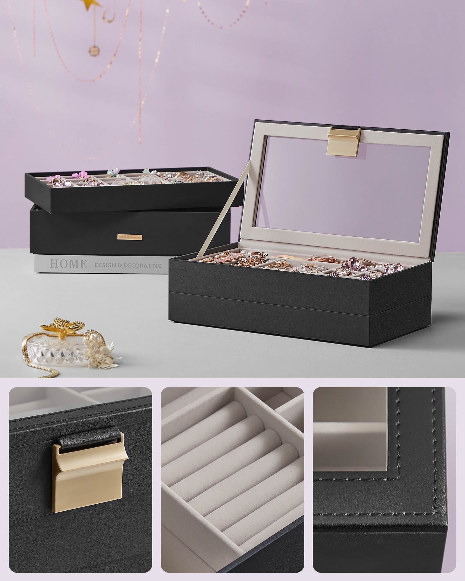 Jewellery Tray - 4-Tier Design - Clear Glass - Stackable