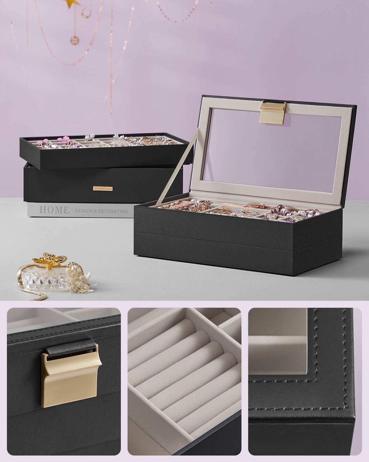 Jewellery Tray - 4-Tier Design - Clear Glass - Stackable