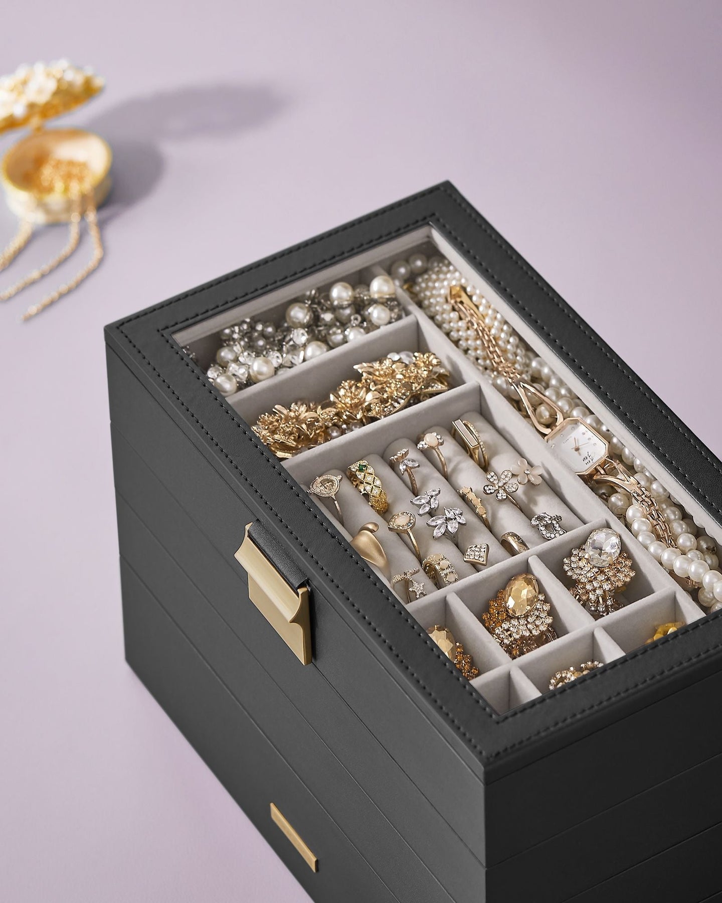 Jewellery Tray - 4-Tier Design - Clear Glass - Stackable