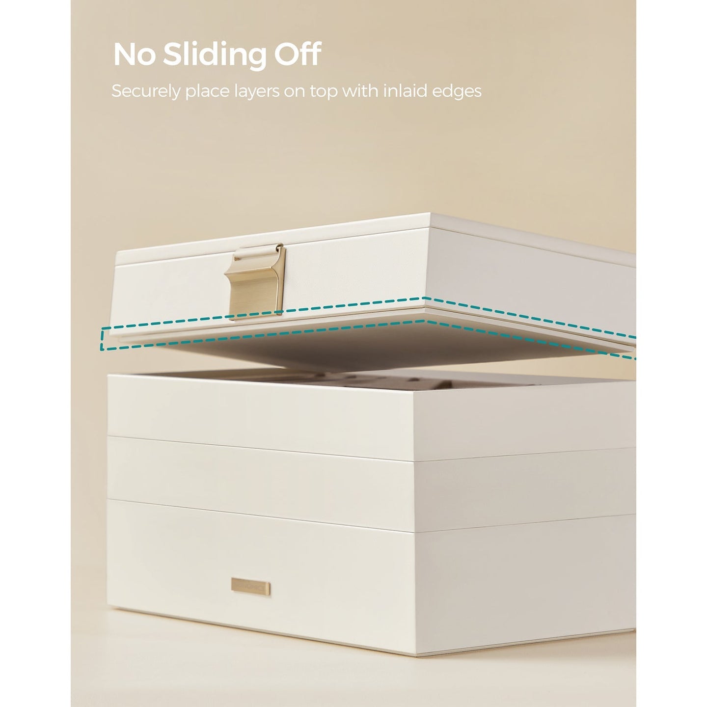 5-Tier Stackable Jewellery Box - Wood - White - Clear Glass Lid