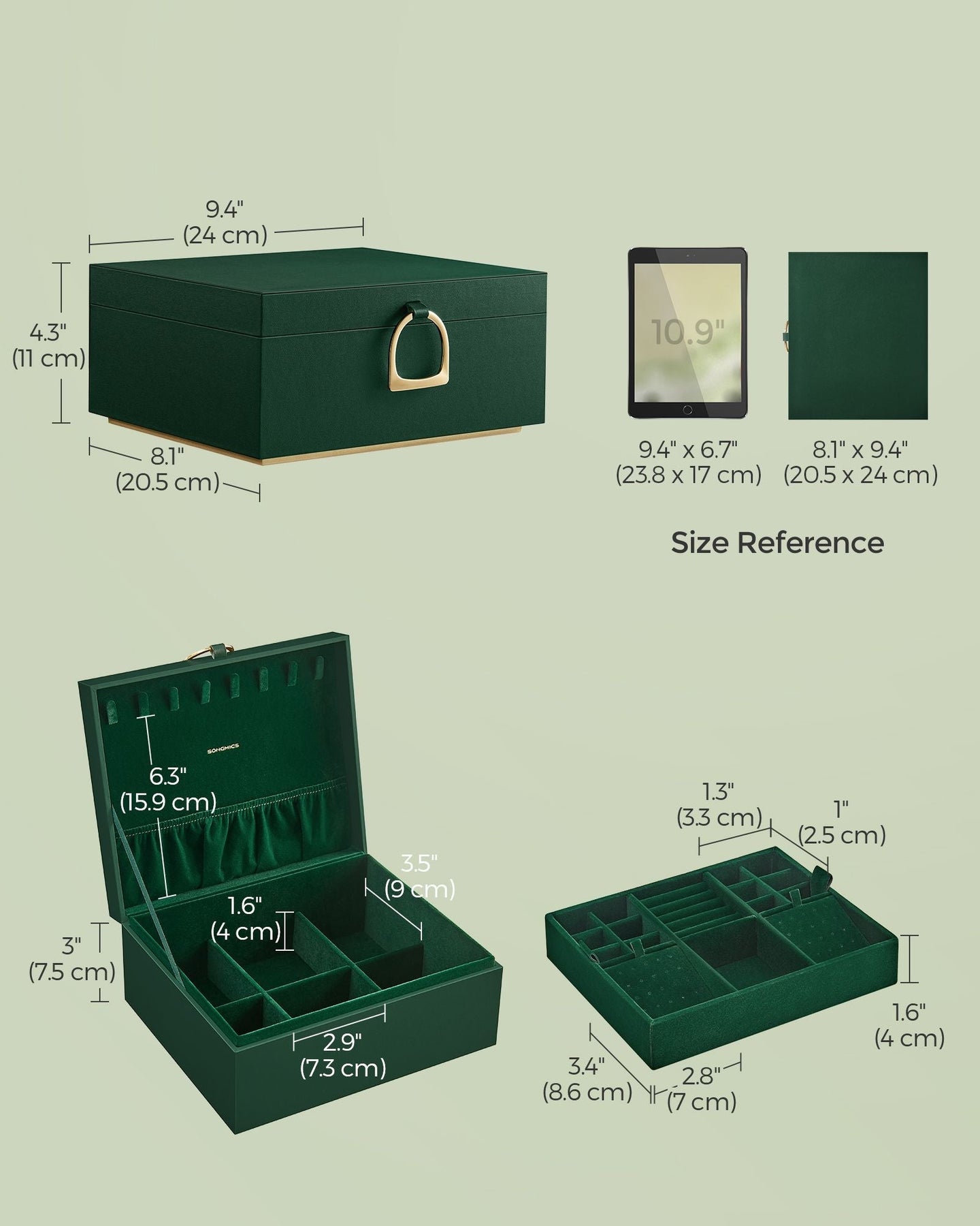 Jewellery Box - Wood - White - Two Layers with Removable Tray