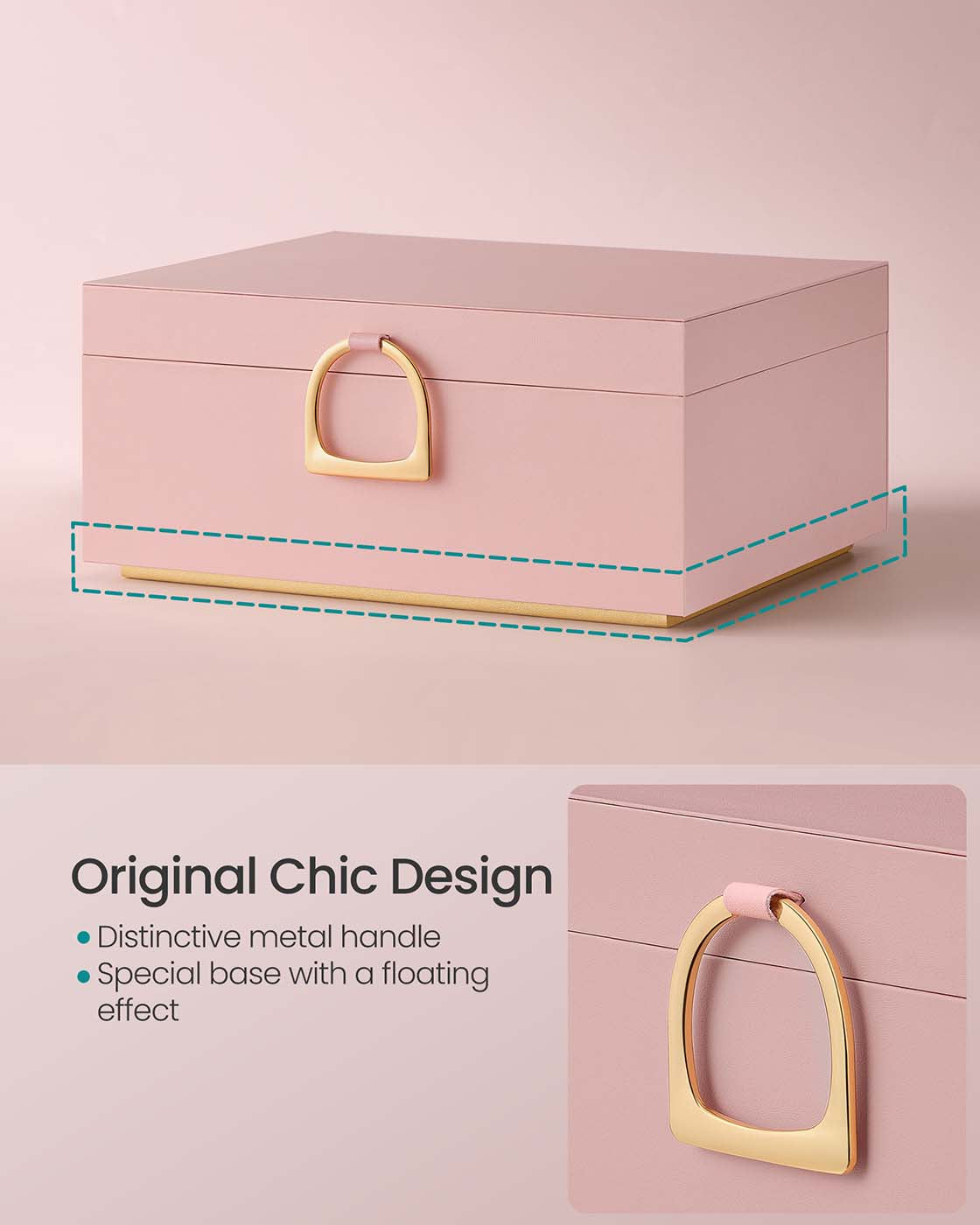 Jewellery Box - Wood - White - Two Layers with Removable Tray