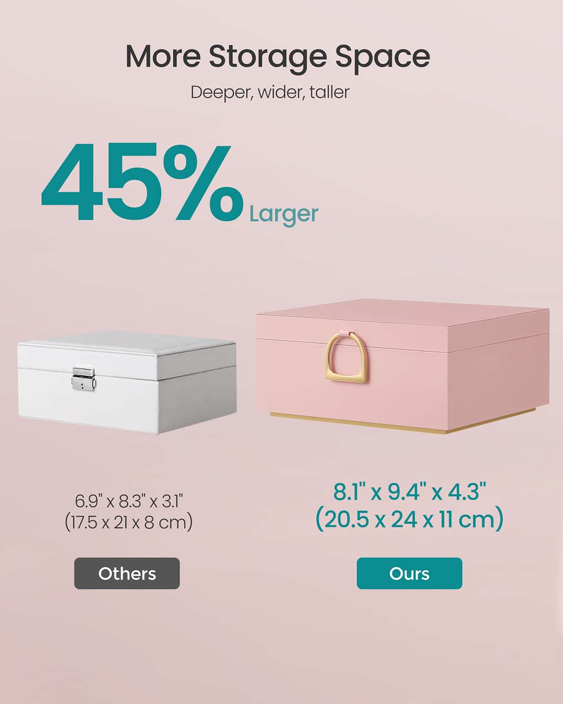 Jewellery Box - Wood - White - Two Layers with Removable Tray