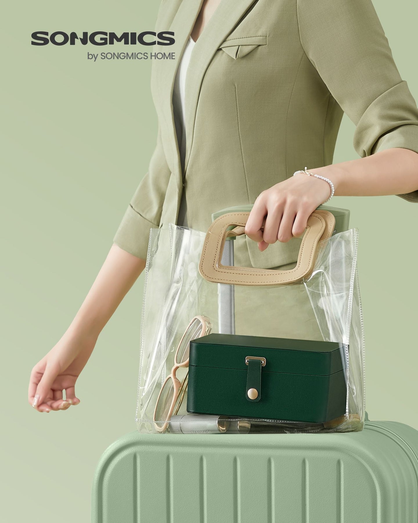 2-Layer Jewellery Box - Forest Green - Portable Design for Larger Accessories