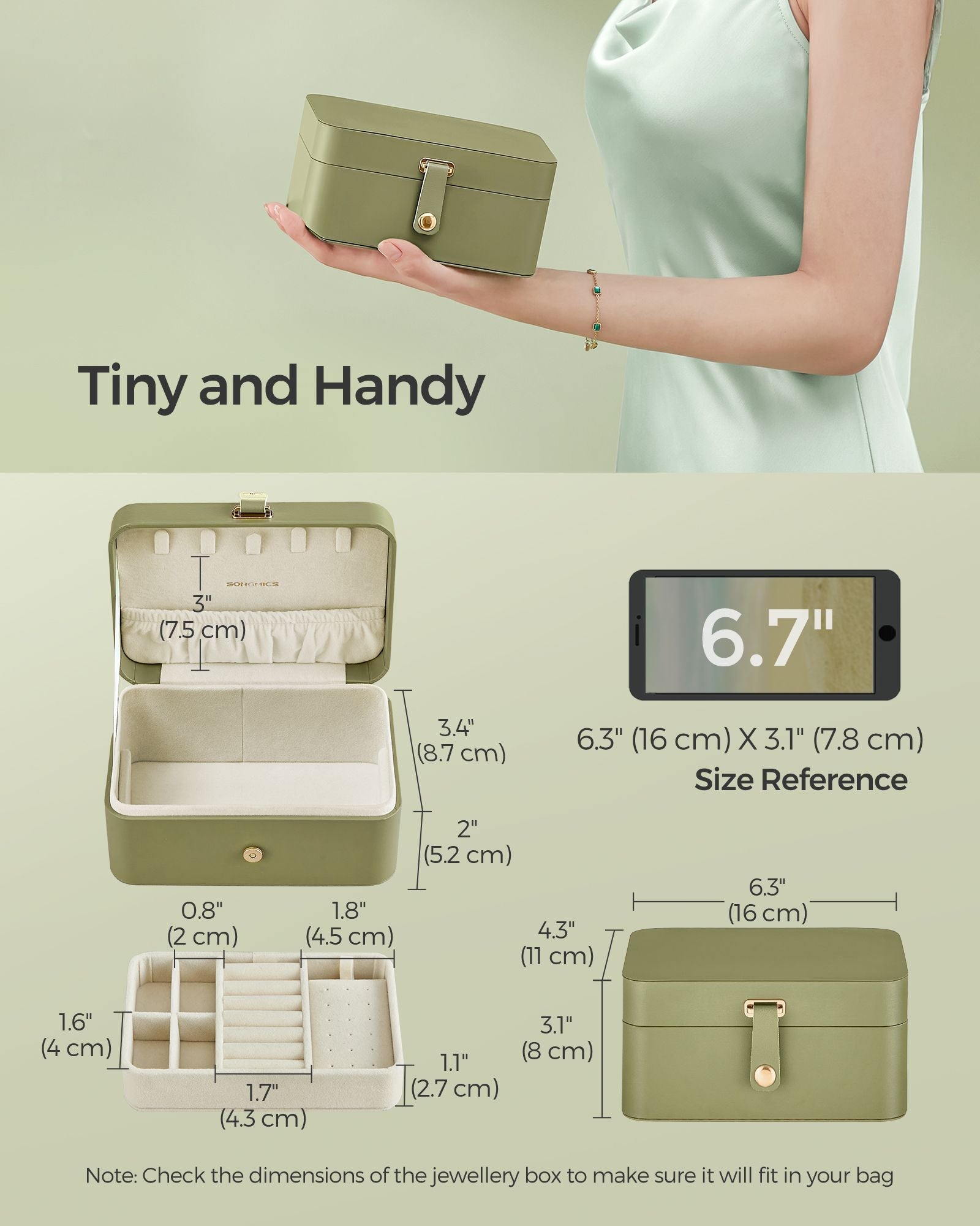 Jewellery Box - Fabric - Grey - Portable 2-Layer Storage for Travel and Larger Accessories