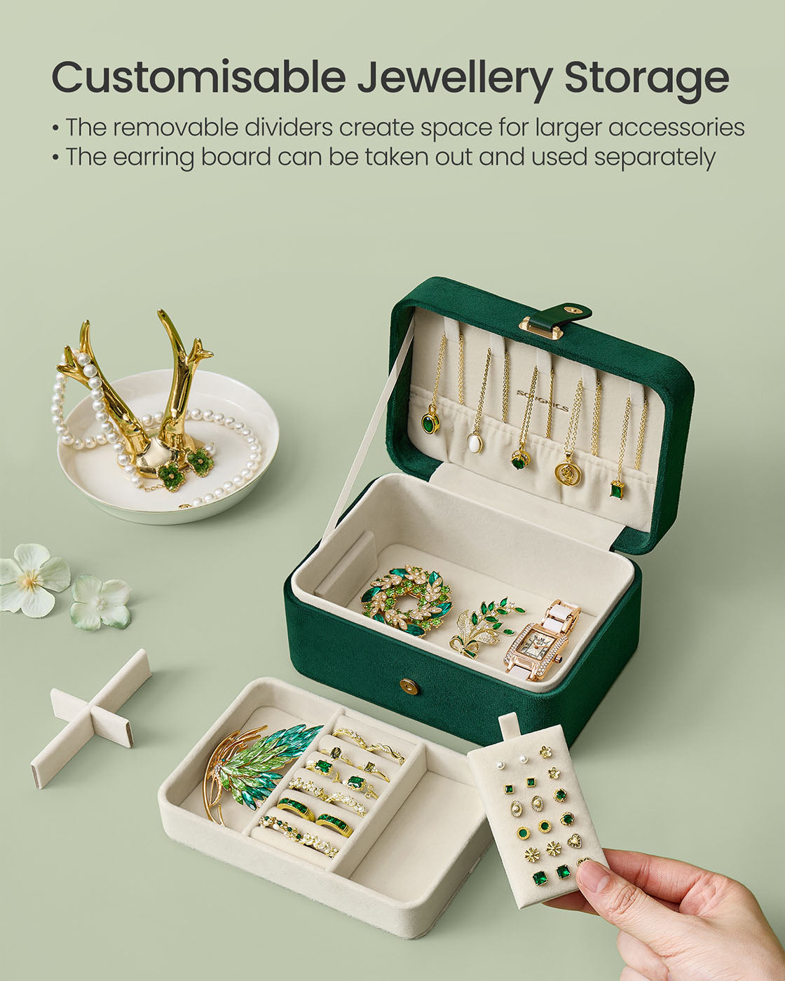 Jewellery Box - 2-Layer - Retro Green - Portable Travel Storage