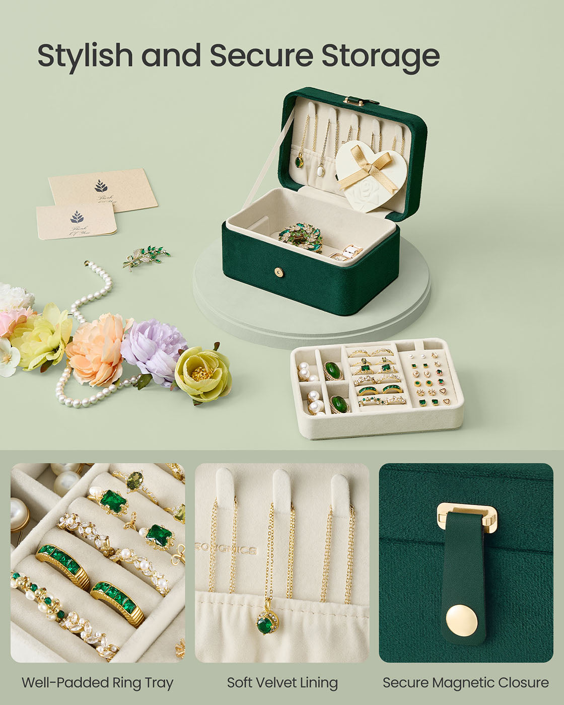 Jewellery Box - 2-Layer - Retro Green - Portable Travel Storage