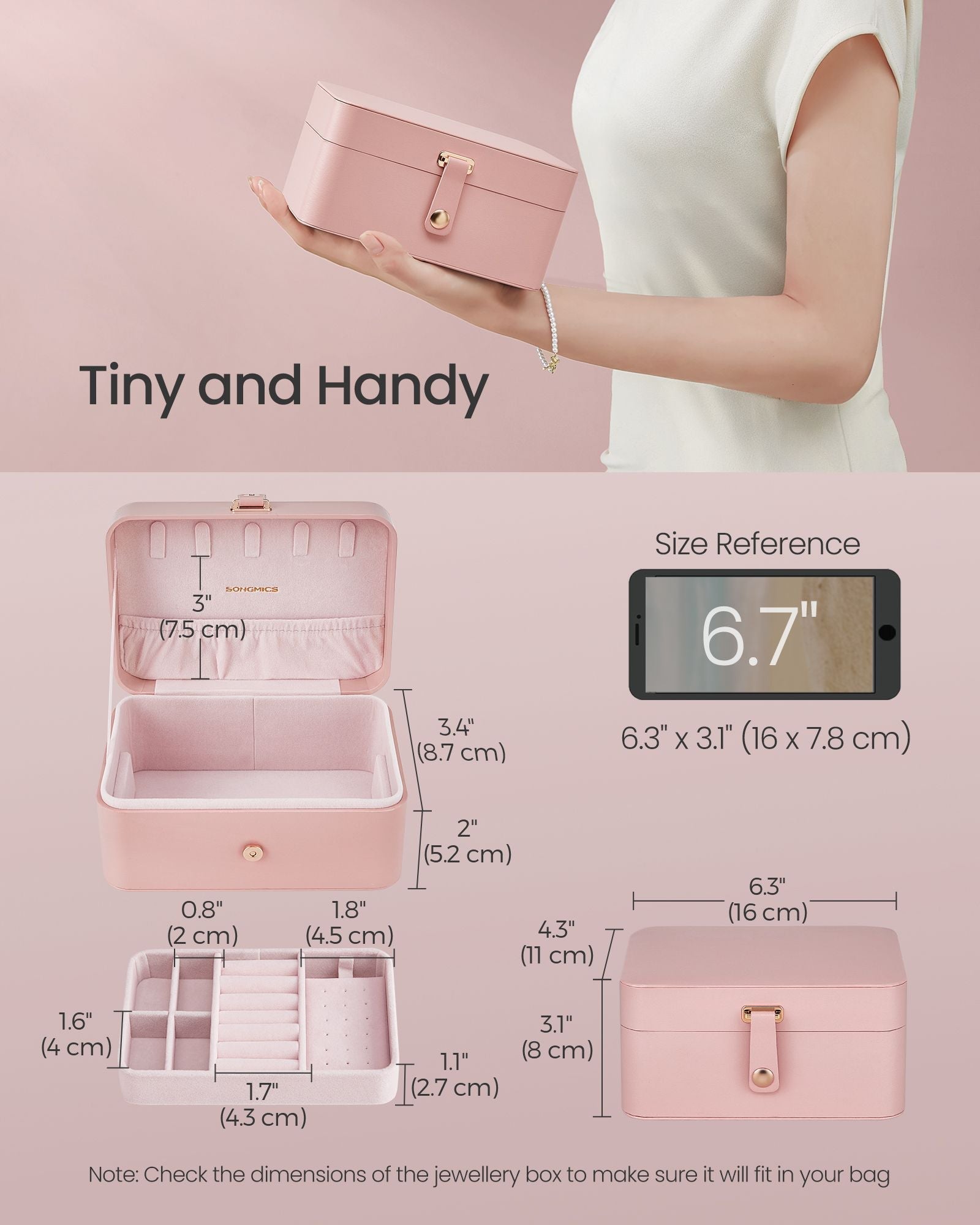 Jewellery Storage Box - 2-Layer, Portable - Plastic - Jelly Pink