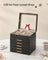 Jewellery Box - Glass - Graphite Black and Gold - 6 Layers with 2 Drawers