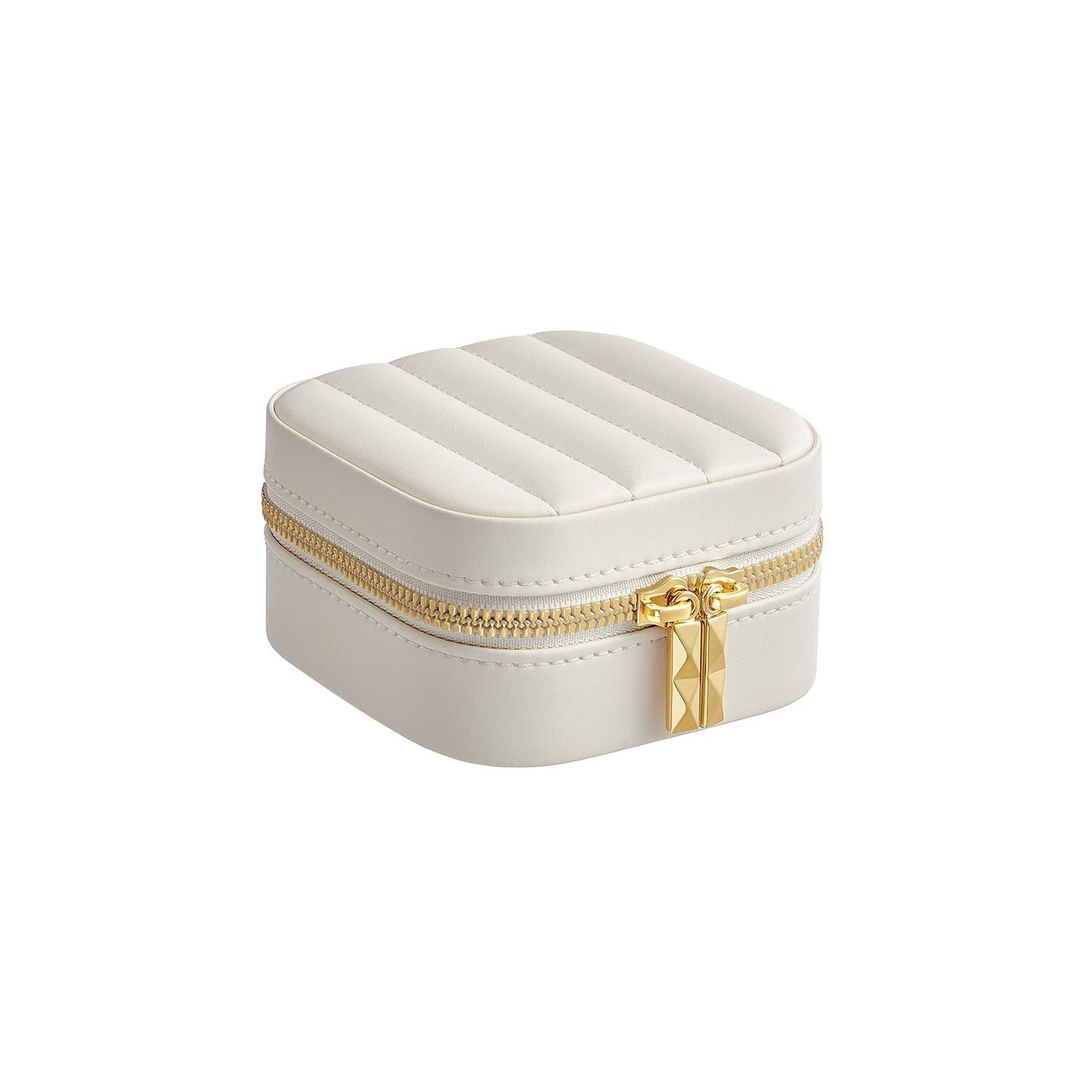 Travel Jewellery Box - PU - Cloud White - Portable with Mirror and Zippers