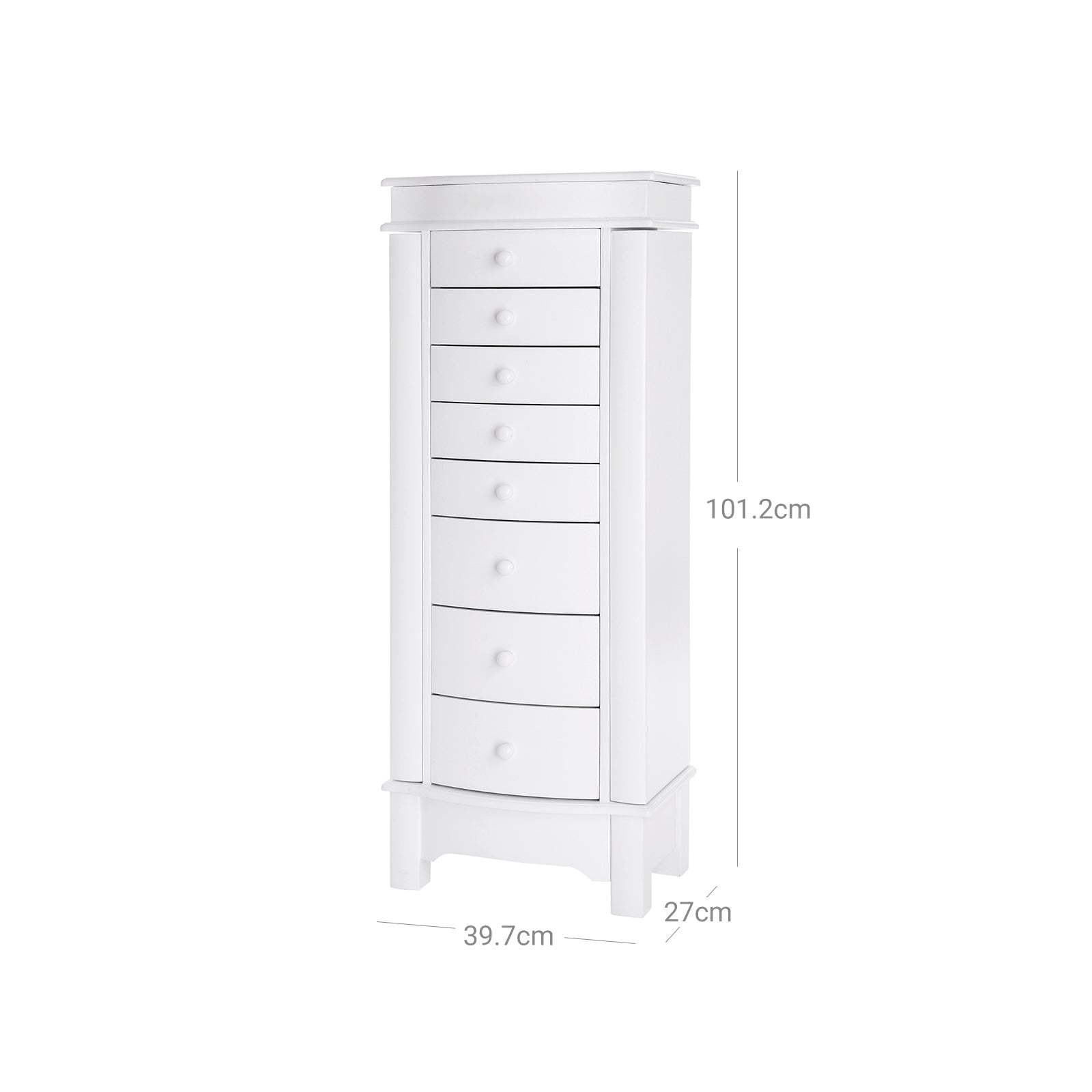 Jewellery Armoire - White - Wooden