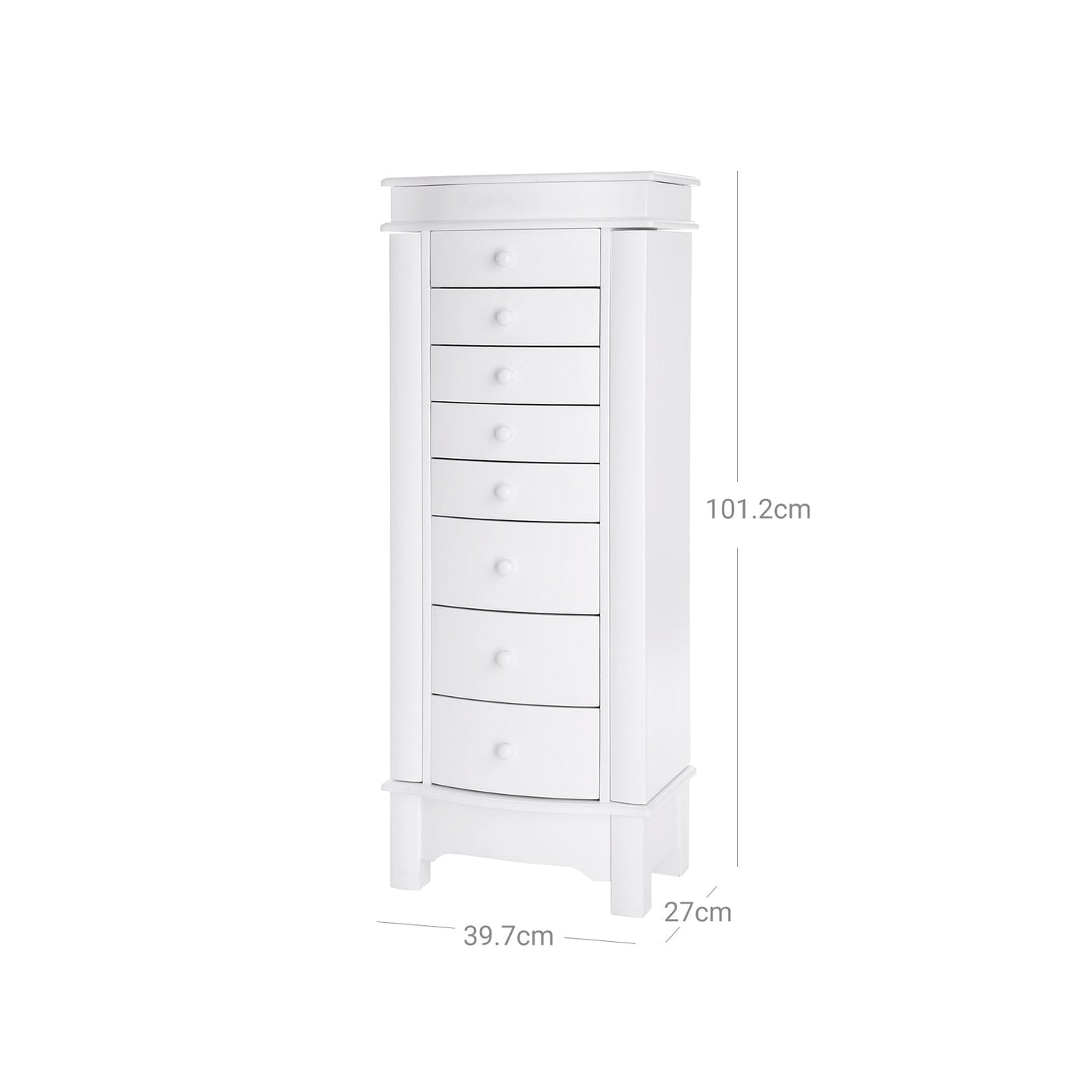 Jewellery Armoire - White - Wooden
