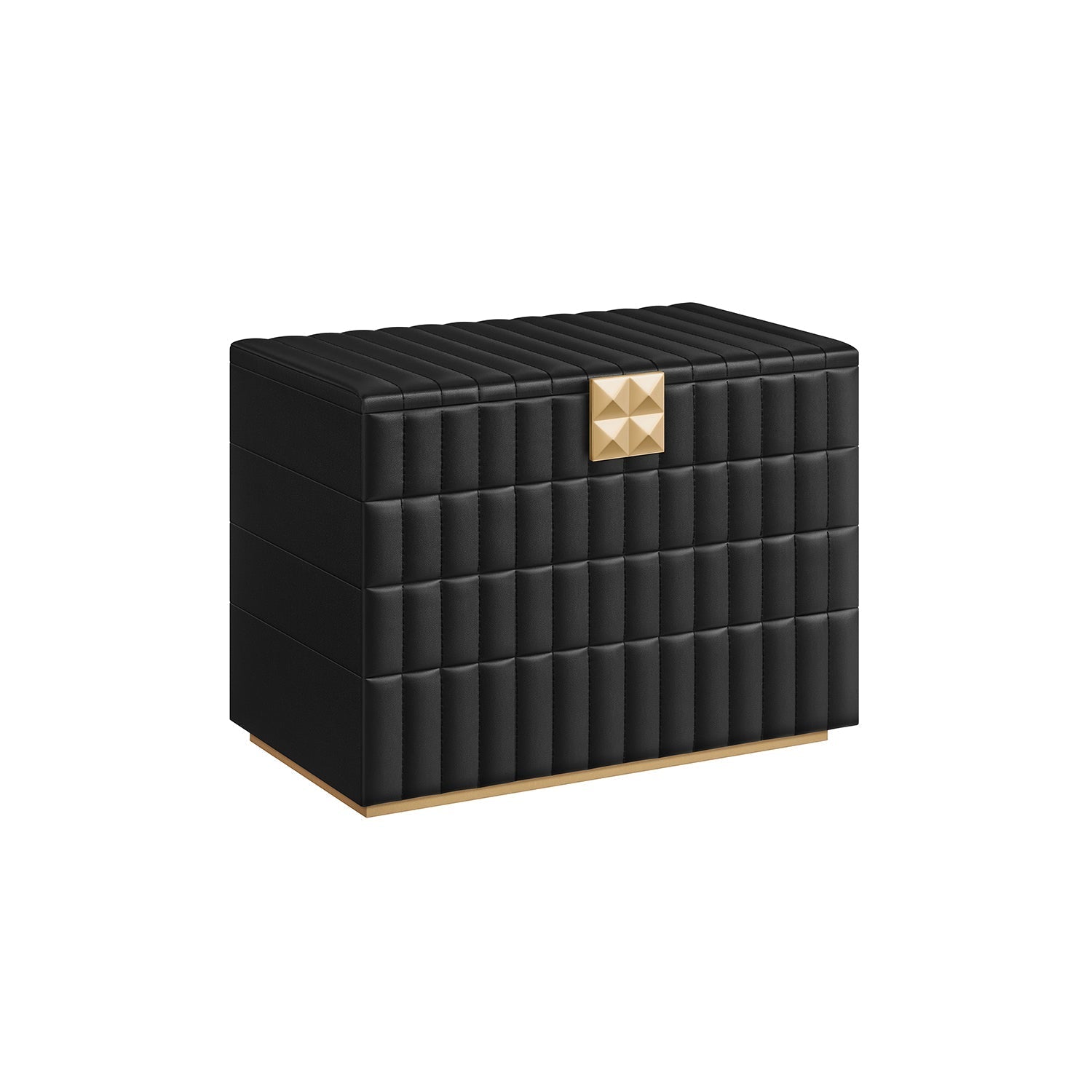 Stackable Jewellery Box - 4-Tier with Mirror - PU - Ink Black