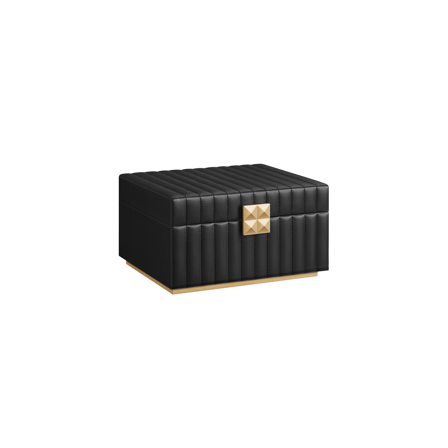 Jewellery Box - PU - Ink Black - 2-Tier with Mirror and Removable Tray