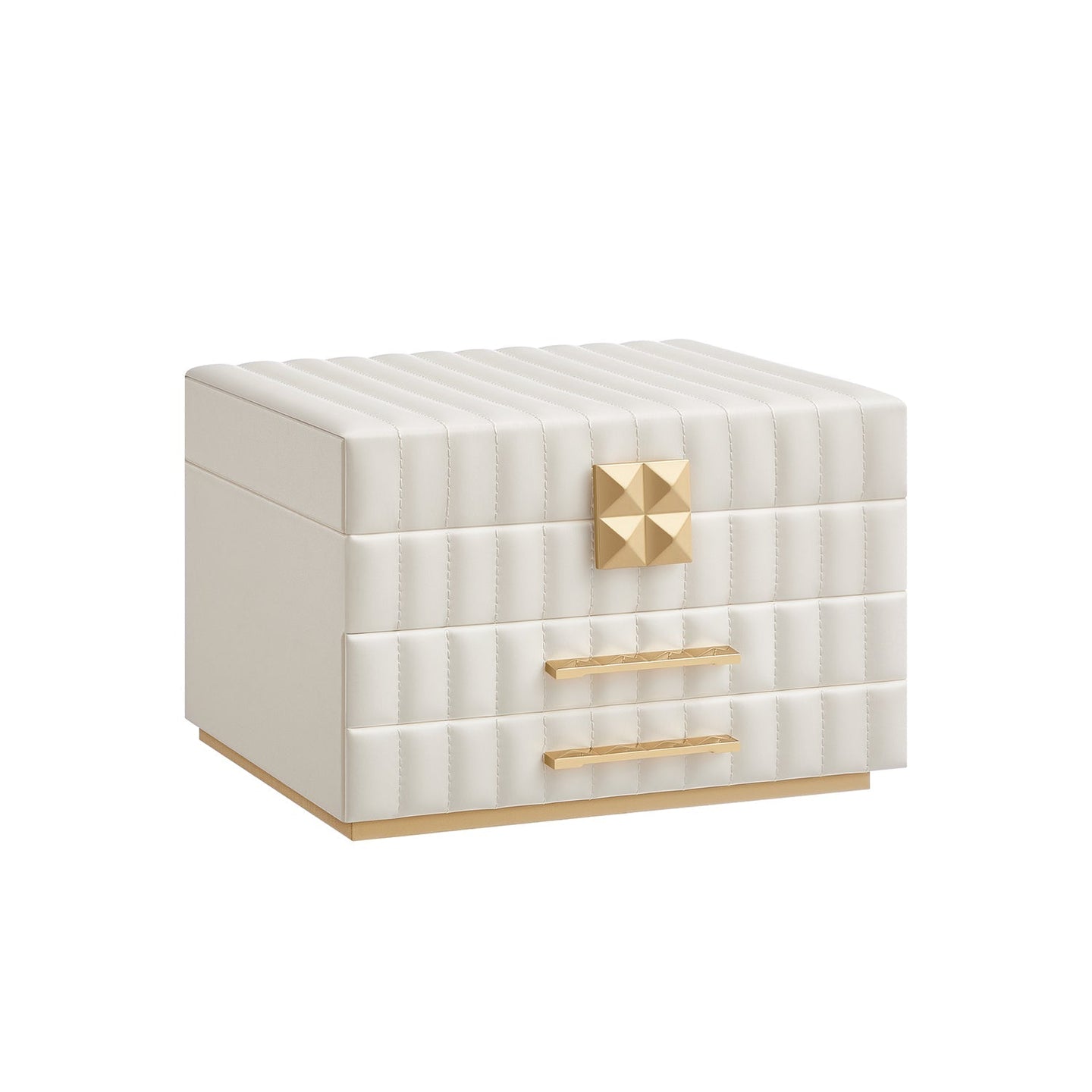 3-Tier Jewellery Box - PU - Cloud White - With Mirror and 2 Drawers