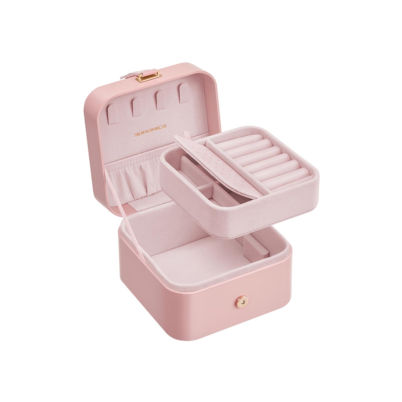 Jewellery Box - 2-Layer Travel Storage - Jelly Pink - Portable