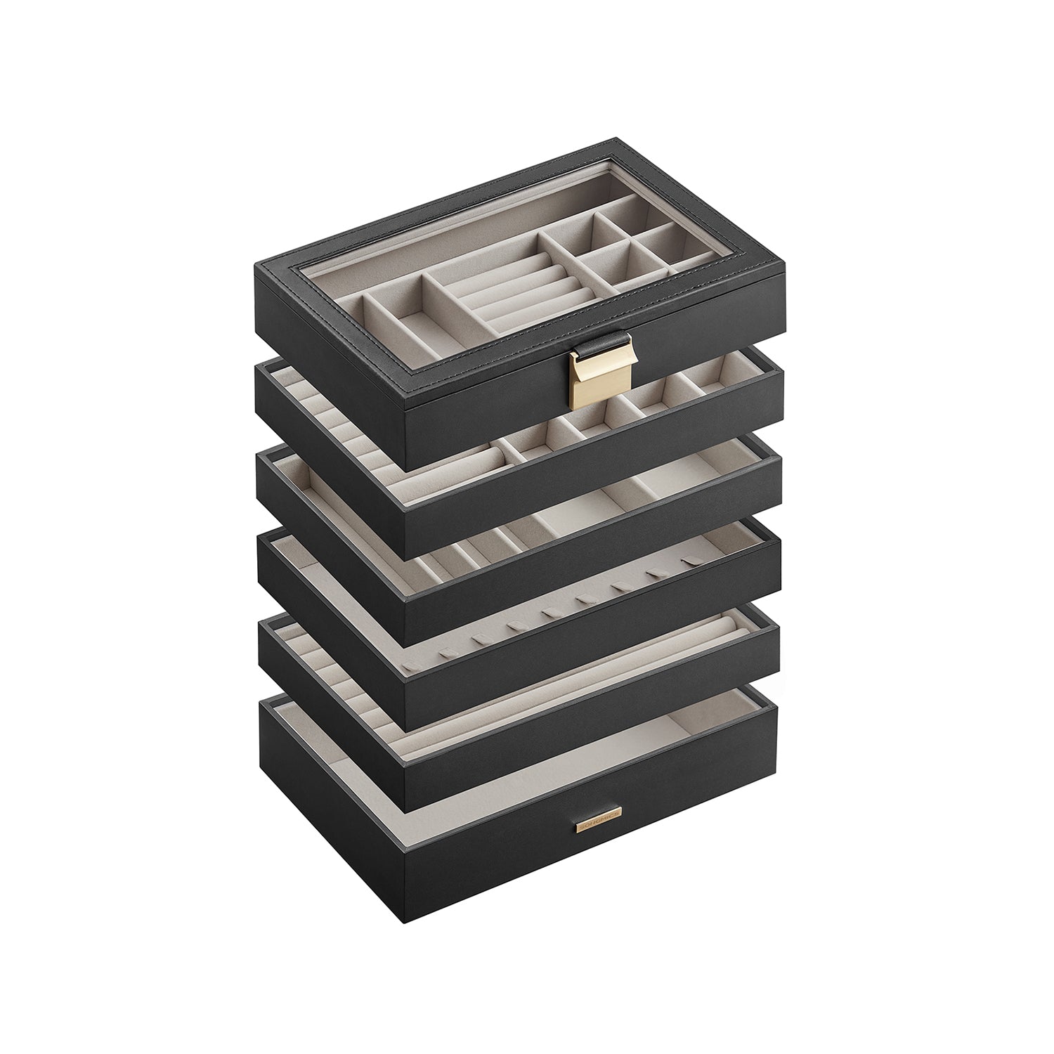 Jewellery Tray - 6-Tier Stackable Design - Glass - Cloud White