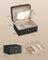 2-Layer Jewellery Box - Faux Leather - Ink Black - Removable Tray with Mirror