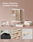 360° Rotating Jewellery Box - Wood - Cloud White - 7 Drawers with Glass Window and Open Design